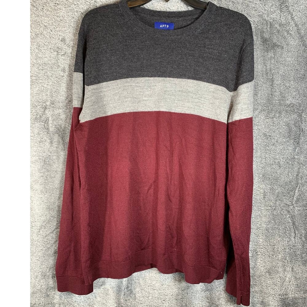 Apt. 9 Seriously Soft Acrylic/Merino Wool Blend Sweater Men L Color Block Preppy